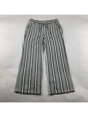 Old Navy Black Natural Stripe Linen Blend Wide Leg Lounge Pant S